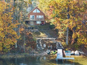 Exterior - 4BR Lakefront Home | Kayaks, Fire Pit & Views (Hawks)