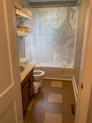 Shower, hair dryer, towels, soap - Cozy Apartment in the heart of town. Monthly min. (Bowling Green)