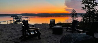 Lakeside luxury Home—dock, firepit, and easy access to Michigan’s best towns!