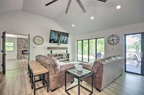 TV, fireplace, stereo - Lakefront Home + Studio | Sleeps 20 | Private Dock (Gravois Mills)