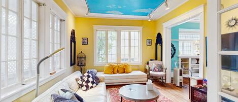 TV, DVD player, books