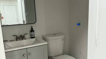 Shower, towels, toilet paper