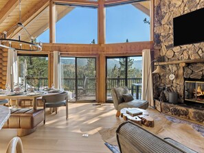 Smart TV, fireplace, video games, DVD player