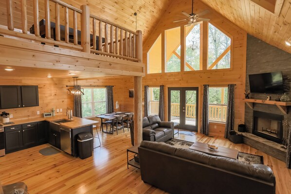 Smart TV, fireplace, video games