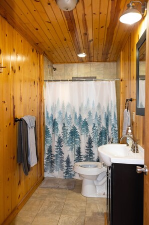 Dusche, Handtücher, Seife, Toilettenpapier