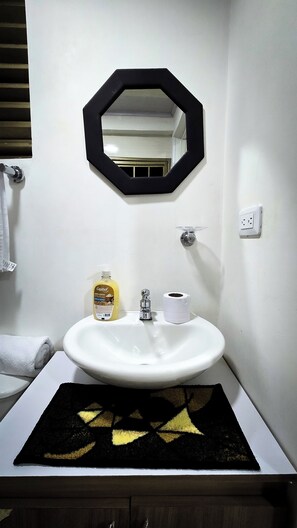 Douche, serviettes fournies, savon, papier toilette