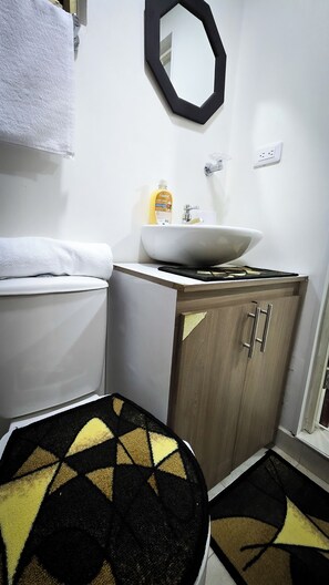 Ducha, toallas, jabón y papel higiénico