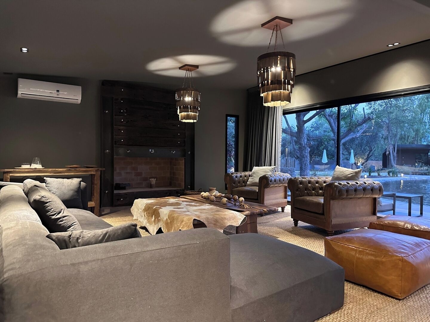 Smart TV, chimenea, libros