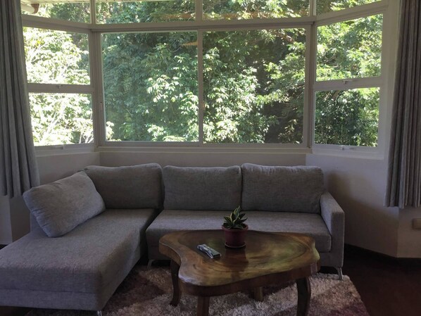 Room, 1 Bedroom, Balcony, Garden View | Living room