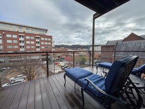 Terrace/patio - The Magnolia | Bright 1BR Asheville Condo | Deck Overlooking City & Mountain Views (Asheville)