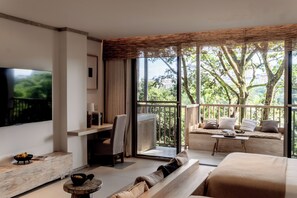 Elite-værelse med 2 enkeltsenge - 2 dobbeltsenge - balkon - udsigt til have | Terrasse/gårdhave