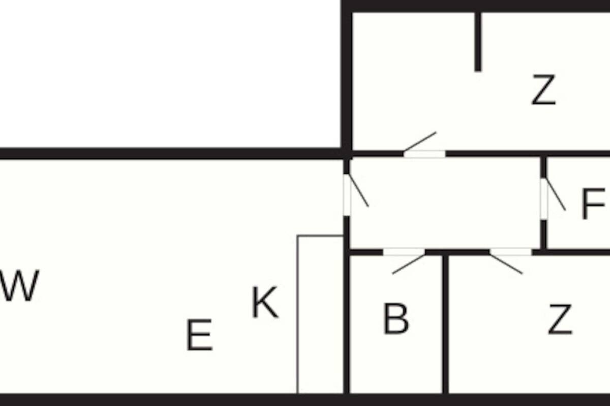 A floor plan with labeled rooms TE, W, E, K, B, F, and Z.