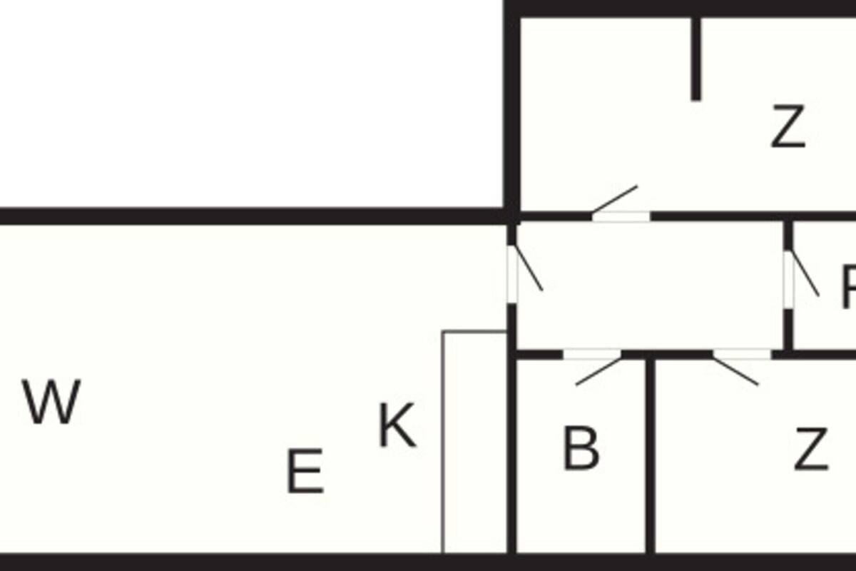A floor plan with labeled rooms TE, W, E, B, F, and Z.