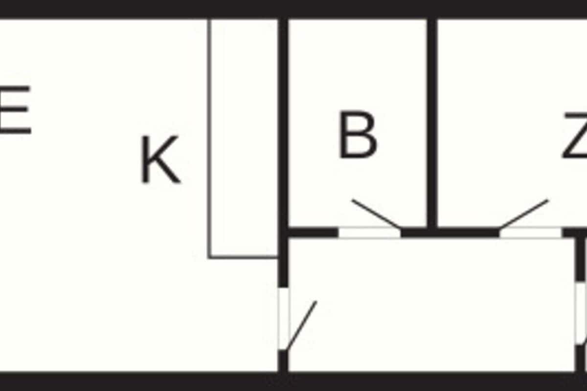 A floor plan with labeled rooms: TE, W, E, K, B, Z, and F.