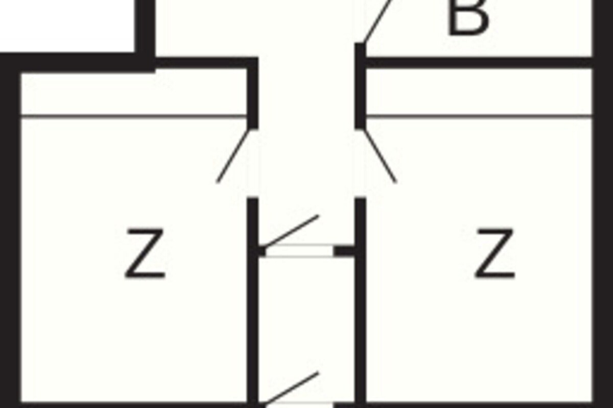 Un plan d’étage avec les pièces identifiées par les lettres suivantes : AL, W, E, K, B et Z.