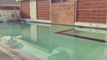 Indoor pool, outdoor pool, open 9:00 AM to 9:00 PM, free cabanas