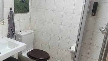 Dusche, Haartrockner, HandtĂŒcher, Seife