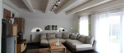 TV connectée, cheminée, lecteur de DVD