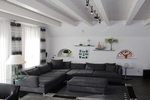 Smart TV, chimenea, reproductor de DVD y libros 