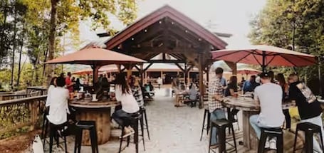 Outdoor dining. Private Exclusive Grounds Boutique Tiny House Mountain Views Near Lake Glenville