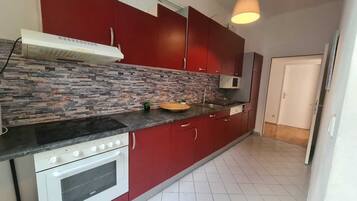 Apartamento básico | Cocina privada | Frigorífico, microondas, horno y placa de cocina