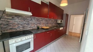 Basic-Apartment | Eigene Küche | Kühlschrank, Mikrowelle, Ofen, Herdplatte