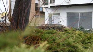 A building with a white facade, a stone wall, and a window. - Loreto Apartment (Bragança)