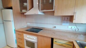 Premium Apartment, Sea View | Private kitchen | Fridge, microwave, oven, stovetop