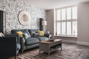 Televisión, chimenea, libros