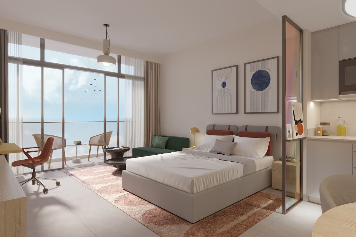 Apartment, 1 Bedroom, Balcony, Sea View | In-room safe, desk, laptop workspace, blackout drapes