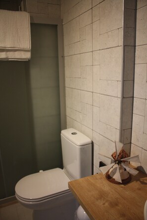 Comfort Apartment, Balcony, Garden View | Bathroom | Shower, free toiletries, hair dryer, towels