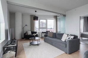 Classic Apartment, City View | Living area - 12th Floor Sauna Retreat with Views (Tampere)