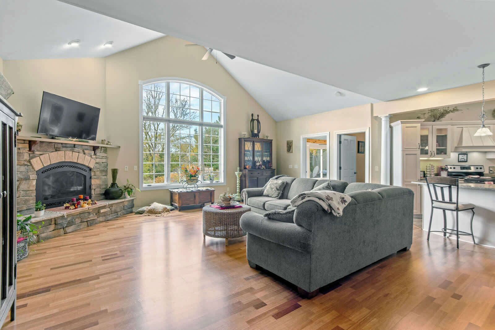 TV, fireplace, offices