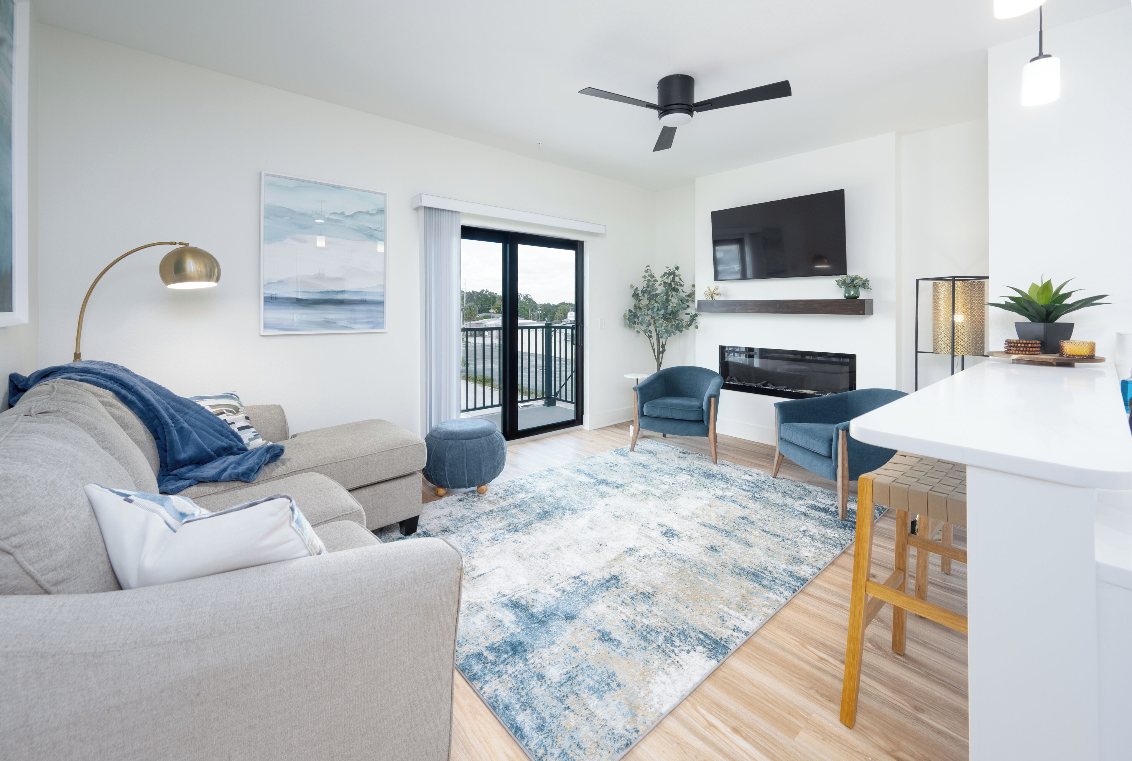 Televisión y chimenea 