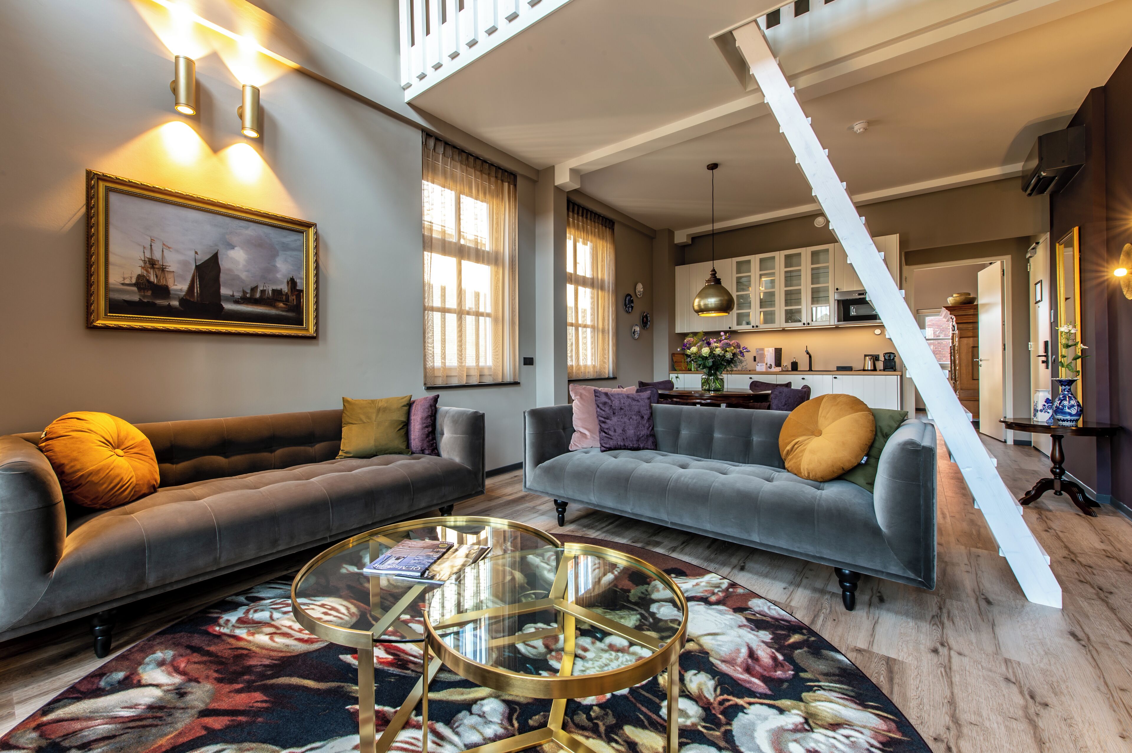 Suite Familiale, vue port | Cuisine privée | Machine à expresso, bouilloire électrique