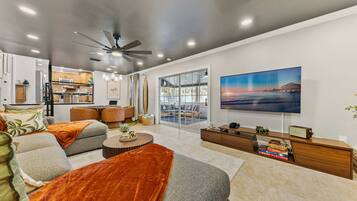 Smart TV, fireplace, video games