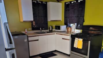 Microwave, oven, stovetop, electric kettle