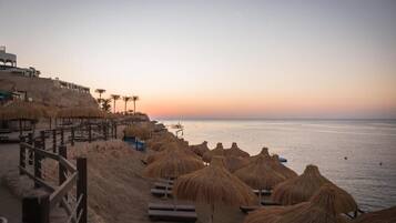 On the beach, white sand