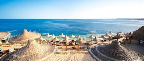 On the beach, white sand