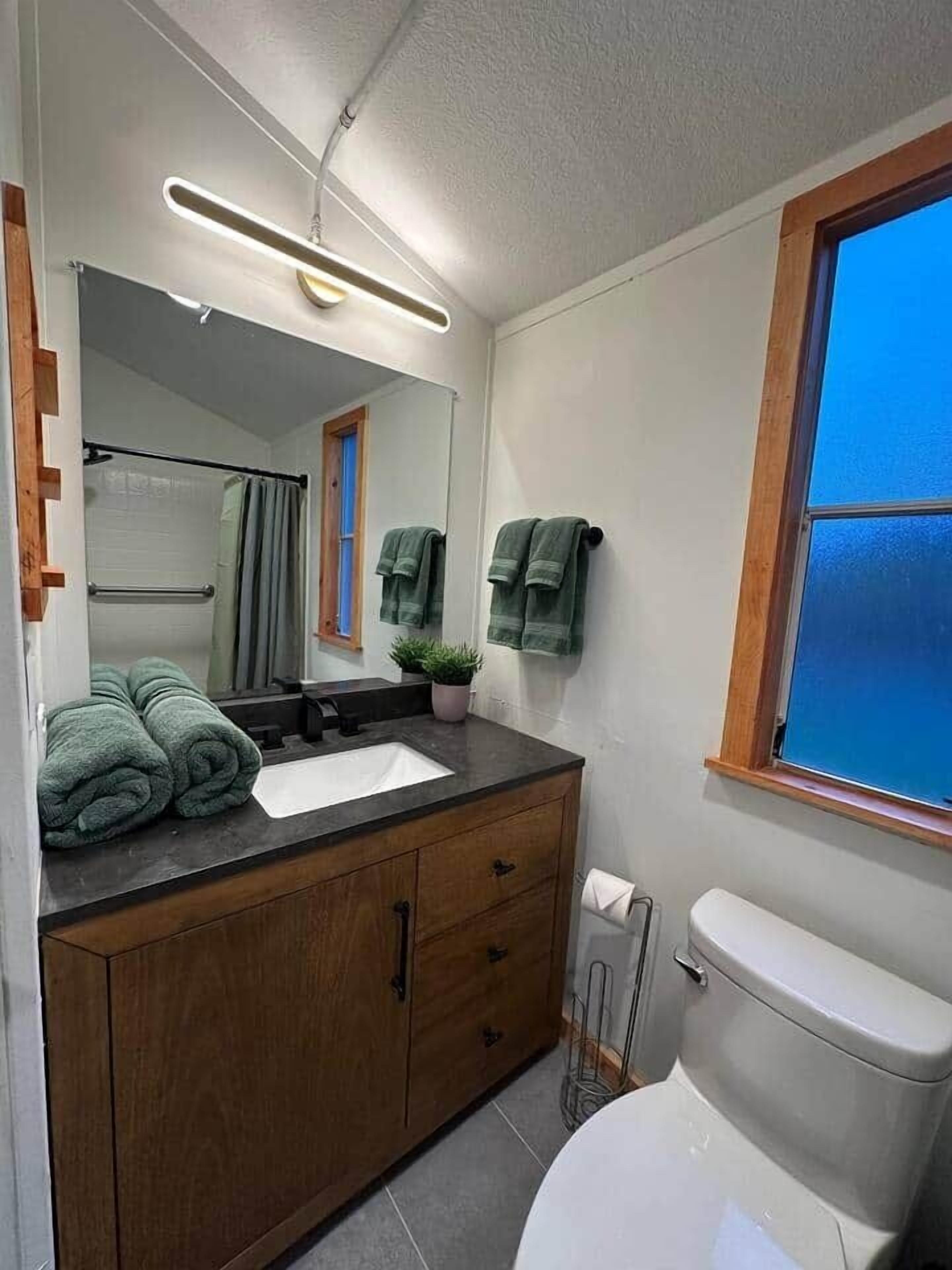 Hair dryer, towels
