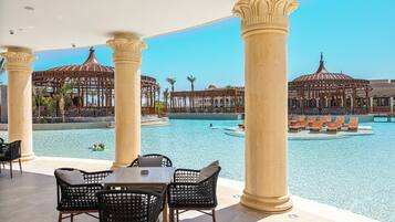 3 outdoor pools, open 8:00 AM to 5:00 PM, pool umbrellas, pool loungers