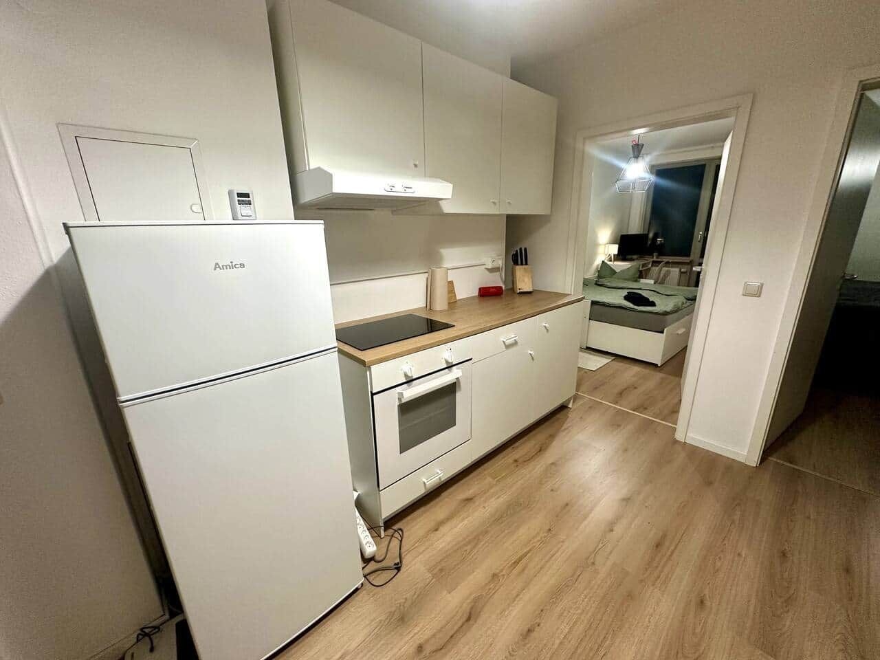 Fridge, oven, stovetop, cookware/dishes/utensils