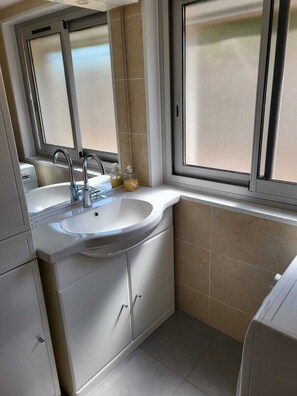 Douche, sèche-cheveux, serviettes fournies, papier toilette