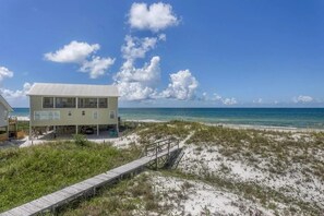 On the beach, white sand