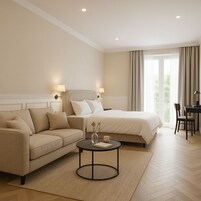 Ropa de cama hipoalergénica, caja fuerte, escritorio