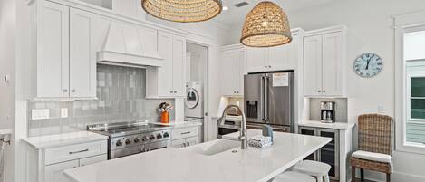 House, Beach View | Private kitchen | Full-size fridge, microwave, oven, stovetop