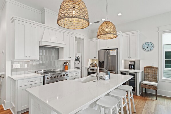 House, Beach View | Private kitchen | Full-size fridge, microwave, oven, stovetop