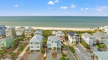 On the beach, white sand
