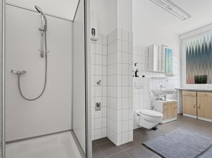 Secadora de cabello, toallas, papel de baño