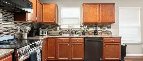 Microwave, oven, stovetop, dishwasher